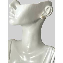 Boucles D'oreilles Puces Perles Diamètre 8MM Argent Massif 925/1000