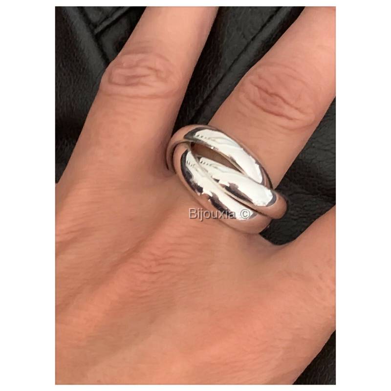 Bague 3 anneaux entrelacés - Argent - Effet martelé - ATELIER AXELLE PETIT