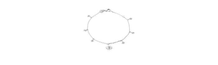 Bracelet Charms Soleil & Étoile Oz En Argent Massif Rhodié 925/000
