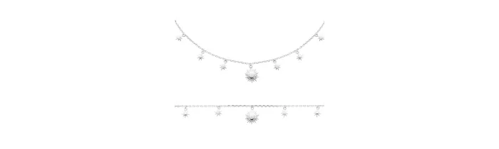 Collier Charms Soleil & Étoile Oz En Argent Massif Rhodié 925/000