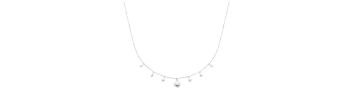 Collier Charms Soleil & Étoile Oz En Argent Massif Rhodié 925/000