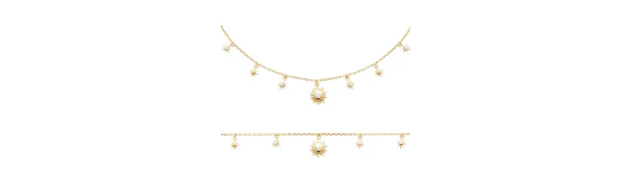 Collier Charms Soleil & Étoile Oz En Plaqué Or 18 Carats 750/000
