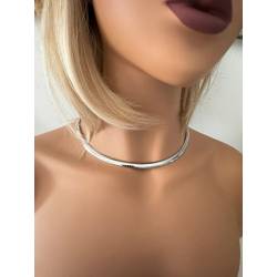 Collier Ras-de-Cou Semi-Rigide Maille Oméga 45CM En Acier Inoxydable