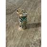 Pendentif Tiki Polynésien "Tendresse" Pierre Agate Verte En Plaqué Or 18 Carats 750/000