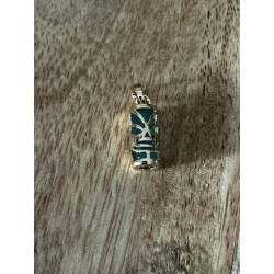 Pendentif Tiki Polynésien "Tendresse" Pierre Agate Verte En Plaqué Or 18 Carats 750/000