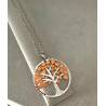 Collier Sautoir Arbre de vie avec petits cœurs argent 925/1000 rhodié