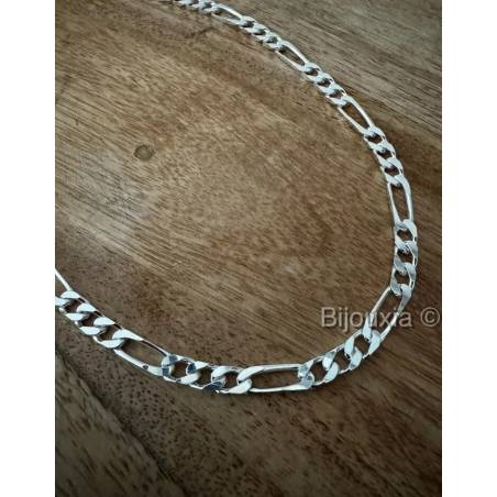 Chaîne Maille Figaro 50 cm x 5MM Argent Massif 925/1000 Bijoux Homme