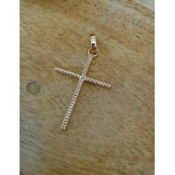 Pendentif En Forme De Grande Croix Fil Torsadé En Plaqué Or 18 Carats 750/000