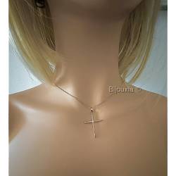 Pendentif En Forme De Grande Croix Fil Torsadé En Plaqué Or 18 Carats 750/000