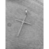 Pendentif En Forme De Grande Croix Fil Torsadé En Argent Massif 925/000 Rhodié