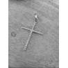 Collier Chaîne Et Pendentif Croix Fil Torsadé En Argent Massif 925/000 Rhodié