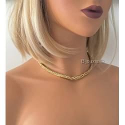 Collier Maille Palmier dégradé Chute 4 mm à 7 mm Plaqué Or 18 Carats