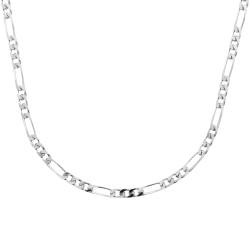 Chaîne 50CM X 5mm Maille Figaro Diamantée En Argent Massif RHODIUM