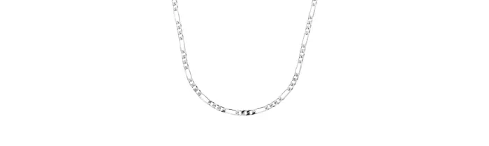 Chaîne 60CM X 5mm Maille Figaro Diamantée En Argent Massif RHODIUM