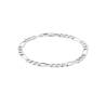 Bracelet 21CM X 5mm Maille Figaro Diamantée Argent Massif RHODIUM