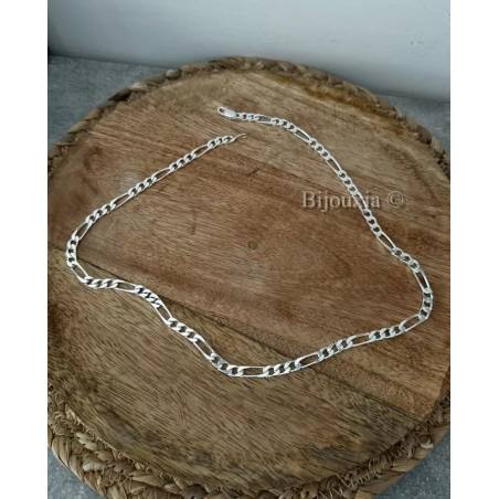 Chaîne 50 cm Maille Figaro Argent Massif 925/1000 Bijoux Homme