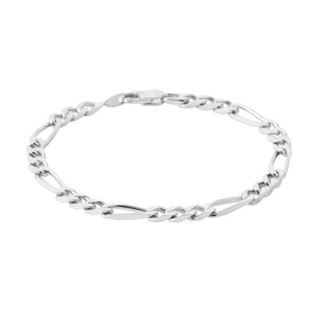 Bracelet Maille Figaro Alternée 21 CM x 5 MM En Argent Massif 925/1000