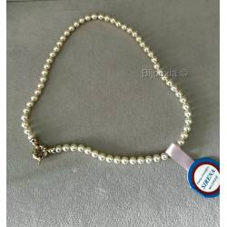 Collier Perle De Majorque 45CM Fermoir Bouée Plaqué Or 18 CARATS