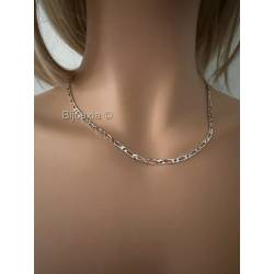 Chaîne 50CM X 3MM Maille Figaro 1-1 Argent Massif Rhodium Haute Qualité