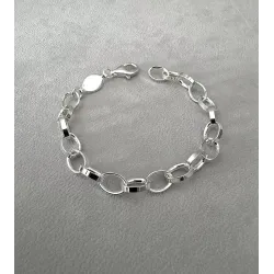 Bracelet Maillons Type Jaseron Ovales 20CM En Argent Massif 925/000