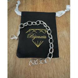 Bracelet Maillons entrelacés Larges 20CM En Argent Massif 925/000 Bijoux Femme