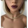 Collier Large Maille Anglaise 45cm X 9mm En Plaqué Or 18 Carats Bijou Femme