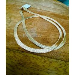 Collier Maille Miroir Dorée 50CM X 5MM En Plaqué or 750/1000 Bijou Femme
