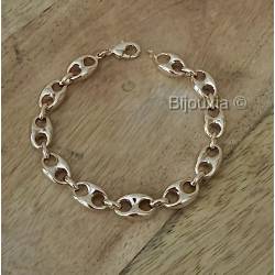 Bracelet Maille Grain De Café Bombés 20,5CM Plaqué or 18 Carats MIXTE