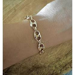 Bracelet Maille Grain De Café Bombés 20,5CM Plaqué or 18 Carats MIXTE
