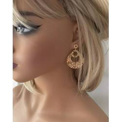 Boucles d'oreilles pendantes motifs ajourés en plaqué or 18 Carats 750/000