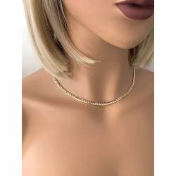 Chaîne collier maille anglaise bombée 45 cm x 4MM Plaqué Or 18 Carats