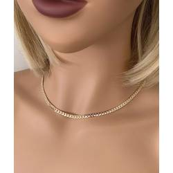 Chaîne collier maille anglaise bombée 45 cm x 4MM Plaqué Or 18 Carats