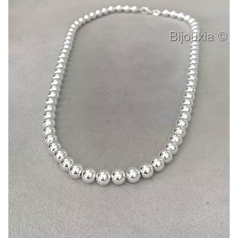 Collier Maille Boule 6MM En Argent Massif 925/000 Bijoux Femme