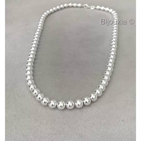 Collier Maille Boule 6MM En Argent Massif 925/000 Bijoux Femme