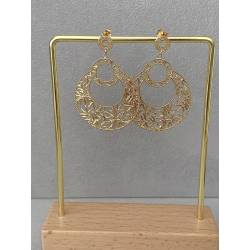 Boucles d'oreilles pendantes motifs ajourés en plaqué or 18 Carats 750/000