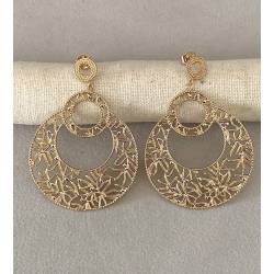 Boucles d'oreilles pendantes motifs ajourés en plaqué or 18 Carats 750/000