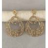 Boucles d'oreilles pendantes motifs ajourés en plaqué or 18 Carats 750/000
