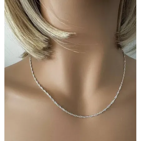 Chaîne De Cou En Argent Massif 925, Maille Torsadée, 45 Cm - Neuf Avec étiquettes