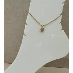 Chaîne Cheville Coeurs Cristal Zirconium Plaqué or 18 Carats