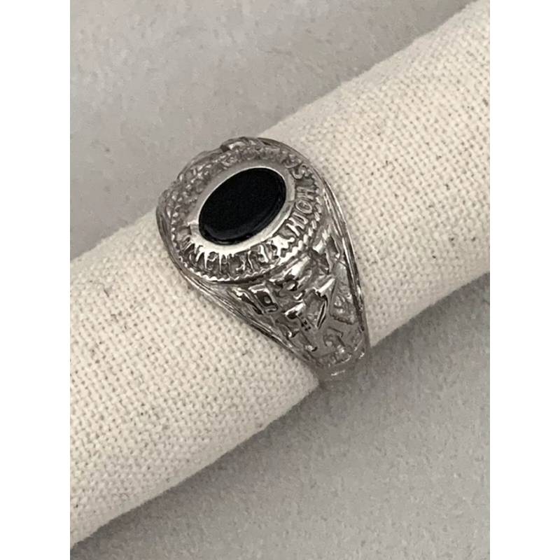 Chevalière US Américaine En Argent 925/000 Onyx Tailles 50 à 70