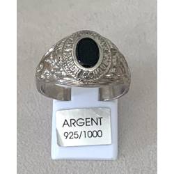 Chevalière US Américaine En Argent 925/000 Onyx Tailles 50 à 70