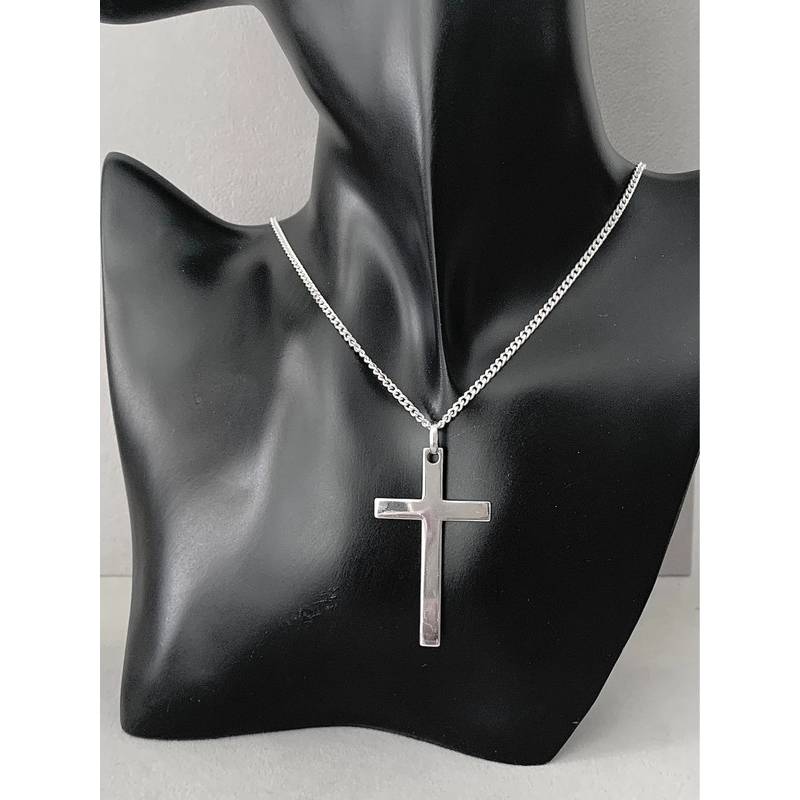 Collier chaîne gourmette + pendentif croix en argent 925/000 Bijoux NEUF Mixte