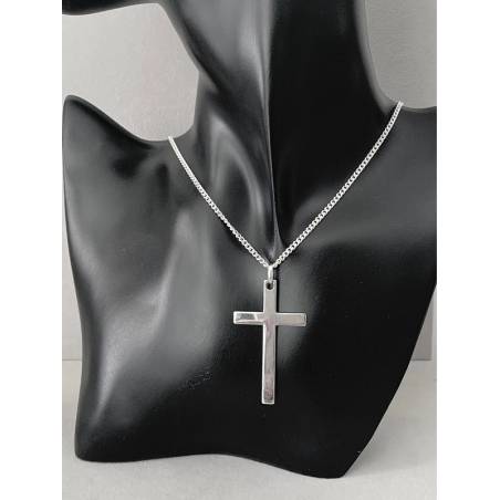 Collier chaîne gourmette + pendentif croix en argent 925/000 Bijoux NEUF Mixte