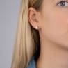Boucles D'oreilles 6MM Puces Zirconium Rond Serti 4 Griffes Plaqué Or 18 Carats
