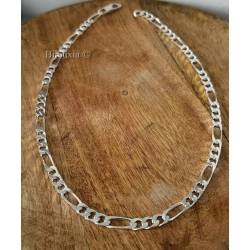 Chaîne Maille Figaro 6MM X 55 CM Argent Massif 925/1000 Bijoux Homme  NEUF