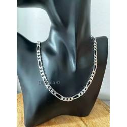Chaîne Maille Figaro 6MM X 55 CM Argent Massif 925/1000 Bijoux Homme  NEUF