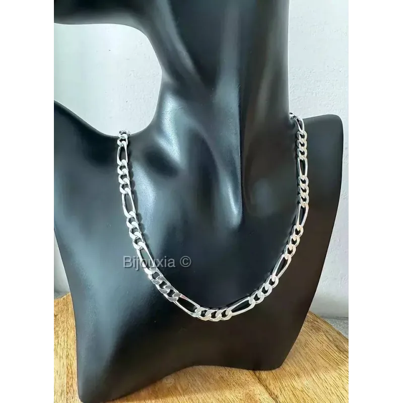 Collier Maille Figaro En Argent Sterling 925 - 8,7 Mm De Largeur, Longueur 50 à 70 Cm - Pour Homme Et Femme - Fabriqué En Italie, Coffret Cadeau