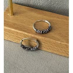 Petites Créoles Tribales 1,4CM Argent Massif 925/1000 MIXTE