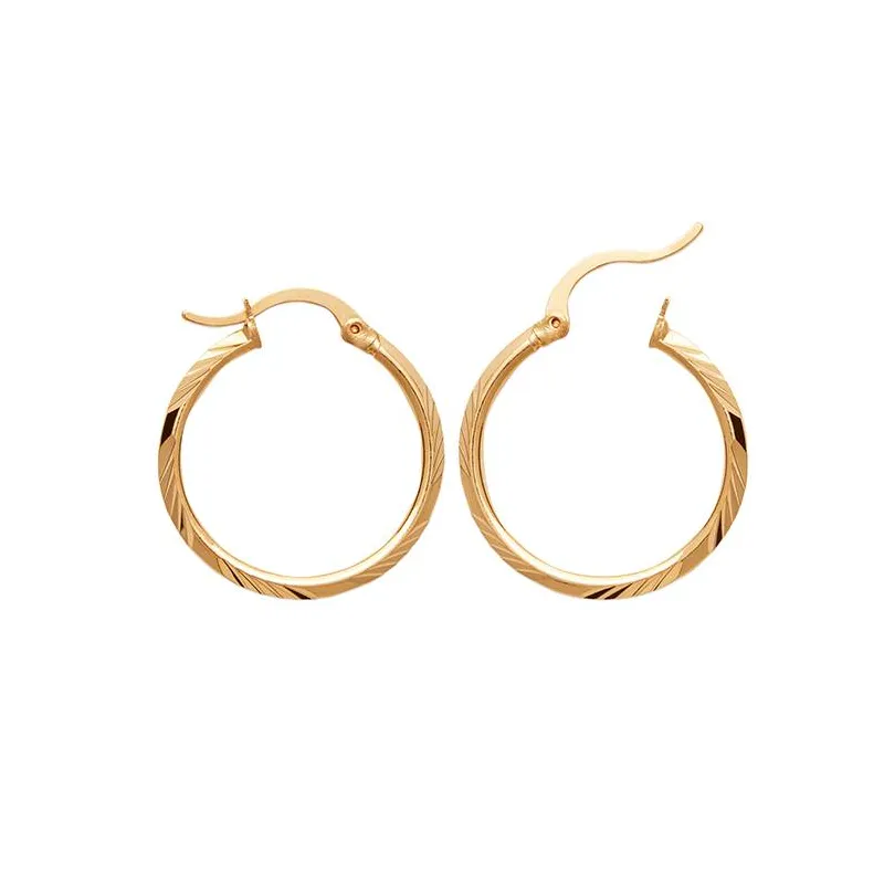Boucles D'oreilles Créoles 5 Cm En Plaqué Or 18 Carats - Neuf Avec étiquettes, Fermoir Clou, Marque Bijouxia
