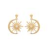Boucles D'oreilles Croissant de Lune & Soleil Oz En Plaqué Or 18 Carats 750/000